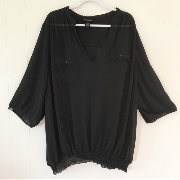 Lane Bryant Sheer Black Top 3/4 Sleeves - Picture 1 of 6